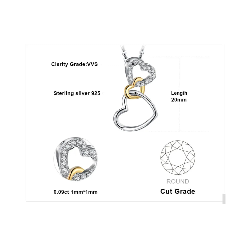 Exquisite Heart Love Knot 925 Sterling Silver Pendant Necklace with Cubic Zirconia - A Timeless Gift for Her4