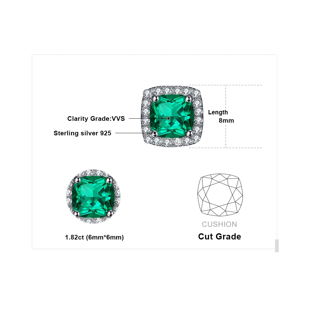 Radiant Created Nano Emerald Stud Earrings in 925 Sterling Silver - Elegant Fashion Jewelry for Women