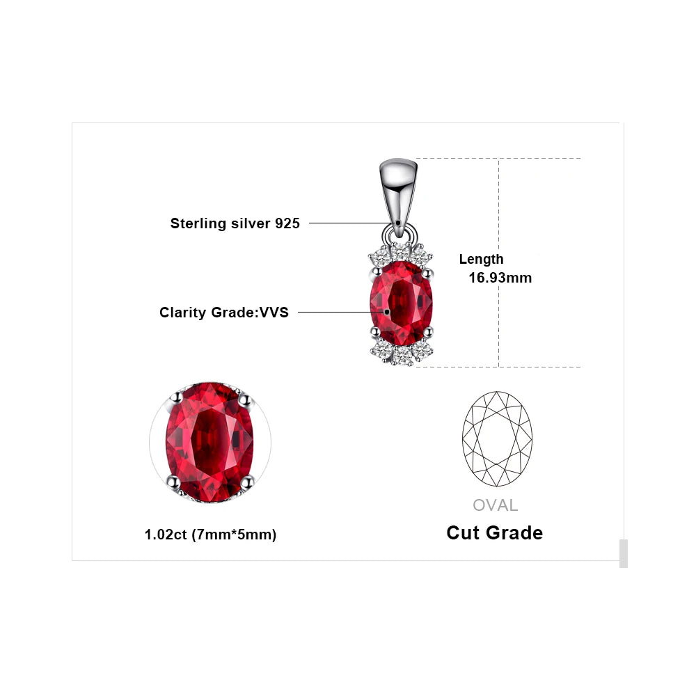 Elegant Oval Red Natural Garnet Pendant, Crafted in 925 Sterling Silver – A Stunning Fashion Statement for Women