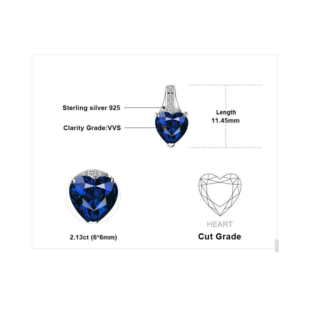 Exquisite 2.1Ct Created Blue Sapphire Love Heart Stud Earrings in 925 Sterling Silver - A Timeless Gift for Women