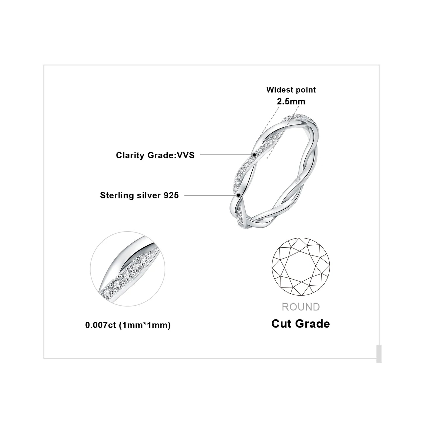 Exquisite 5A CZ Infinity Classic 925 Sterling Silver Wedding and Engagement Band Ring for Women - A Timeless Anniversary Gift in Fine Jewelry