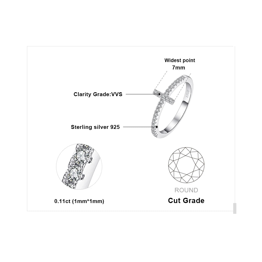 Elegant 5A CZ Cross Sideway Wedding Ring in 925 Sterling Silver - A Perfect Engagement and Anniversary Gift for Women