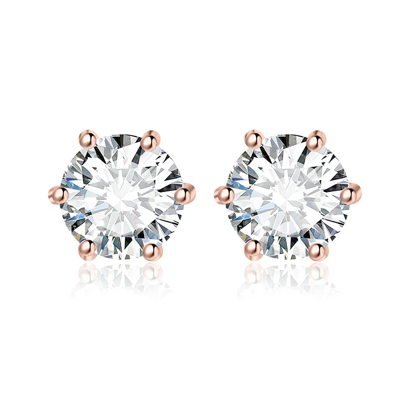 Exquisite Round 5A Cubic Zirconia Stud Earrings in 925 Sterling Silver – Perfect for Weddings and Anniversary Gifts for Women