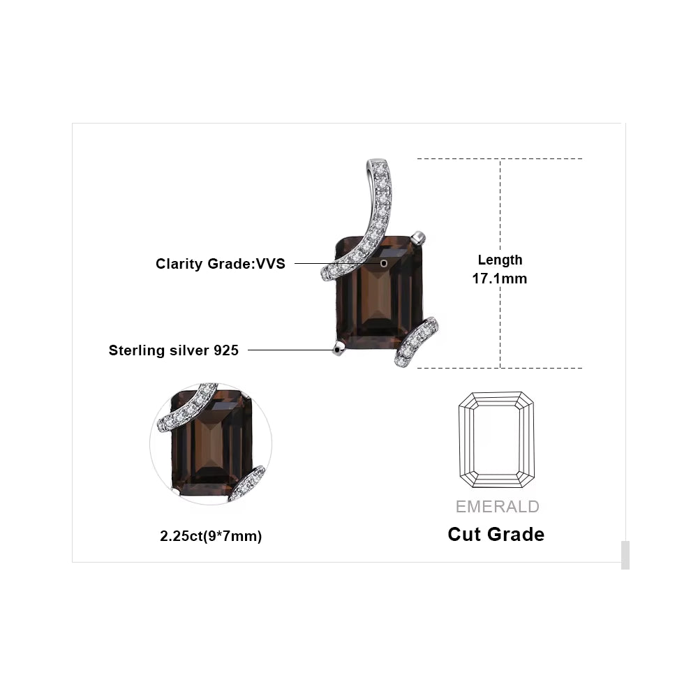 Stunning 2.2Ct Genuine Smoky Quartz Pendant Necklace in 925 Sterling Silver - A Timeless Gift for Her6