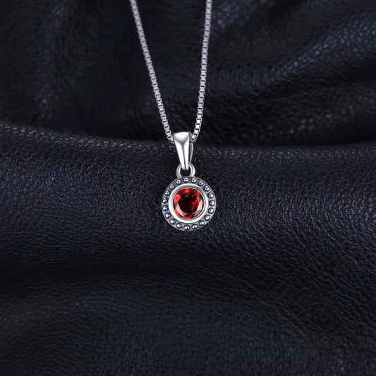 Vintage 5Mm Genuine Garnet 925 Sterling Silver Pendant Necklace for Women Fashion Gemstone Jewelry without Chain1