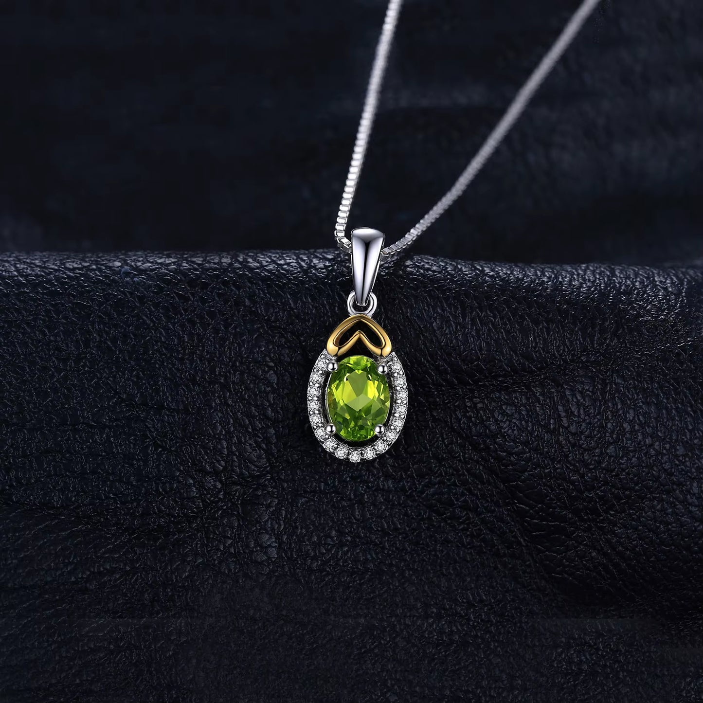 Elegant Oval Cut Genuine Natural Green Peridot Pendant Necklace in 925 Sterling Silver - A Timeless Accessory for Women