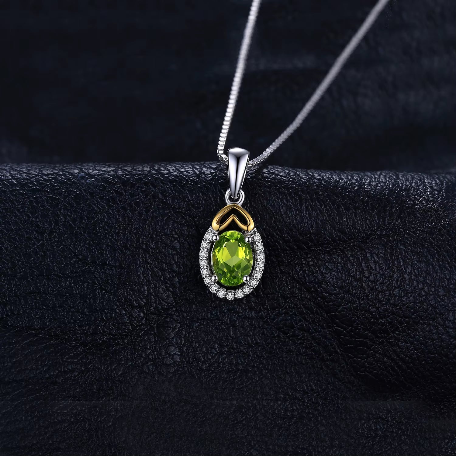 Elegant Oval Cut Genuine Natural Green Peridot Pendant Necklace in 925 Sterling Silver - A Timeless Accessory for Women