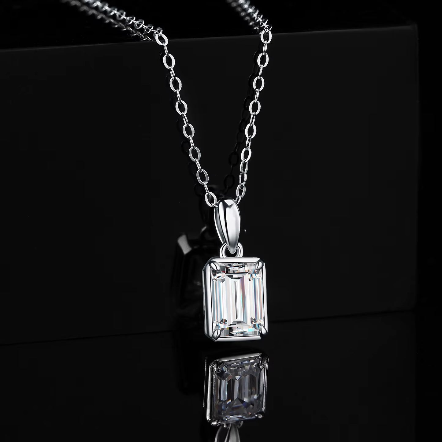 Exquisite 1Ct D Color Emerald Cut Moissanite Pendant Necklace in 925 Sterling Silver - Perfect Gift for Women - Yellow Rose Gold Plated (Chain Not Included)