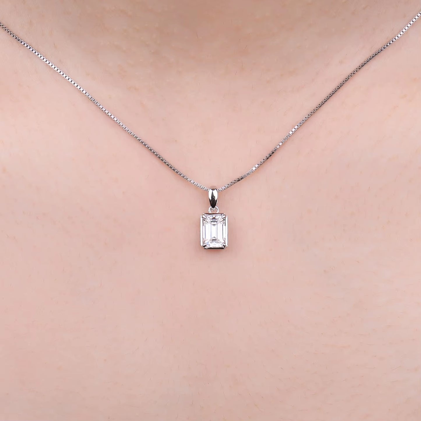 Exquisite 1Ct D Color Emerald Cut Moissanite Pendant Necklace in 925 Sterling Silver - Perfect Gift for Women - Yellow Rose Gold Plated (Chain Not Included)