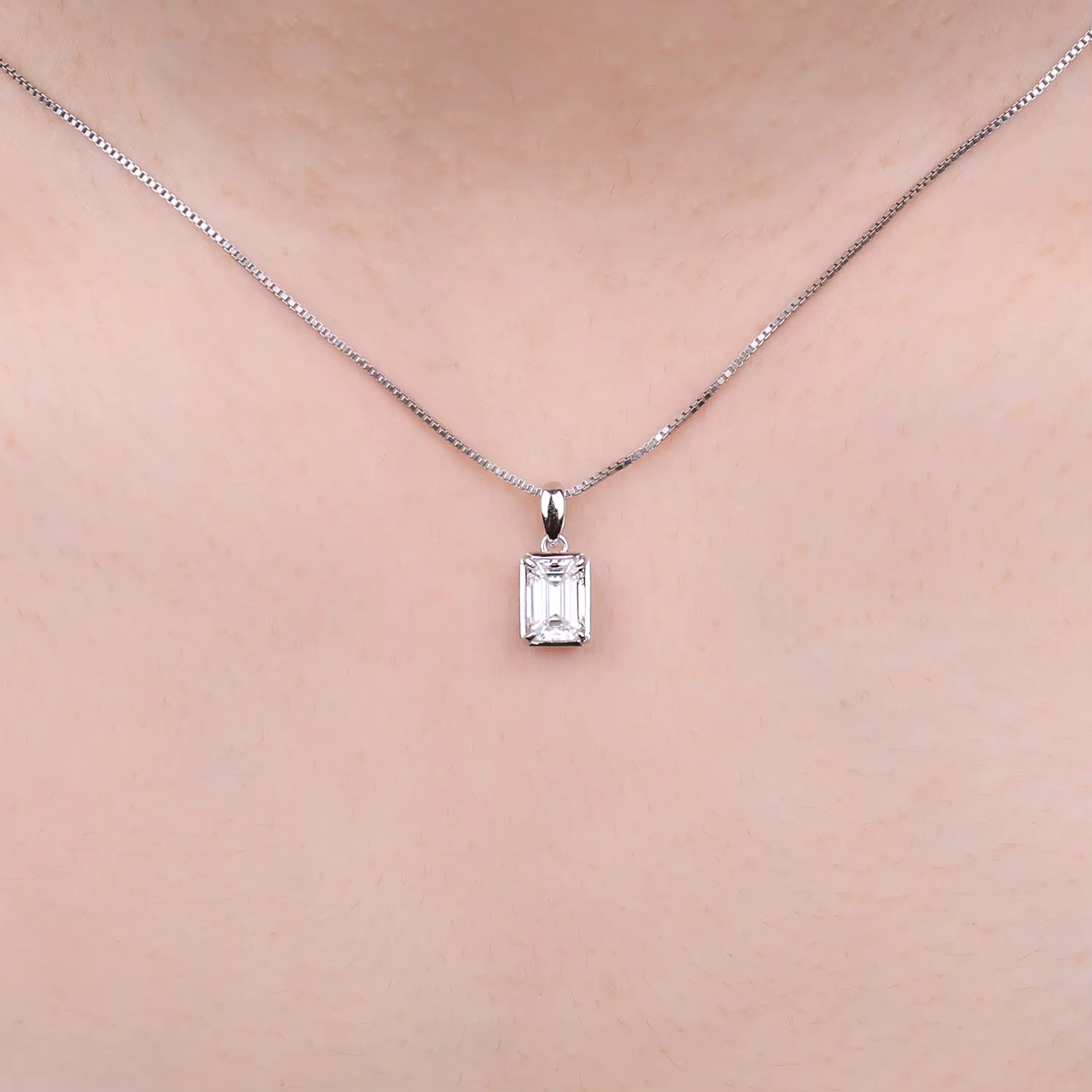 Exquisite 1Ct D Color Emerald Cut Moissanite Pendant Necklace in 925 Sterling Silver - Perfect Gift for Women - Yellow Rose Gold Plated (Chain Not Included)