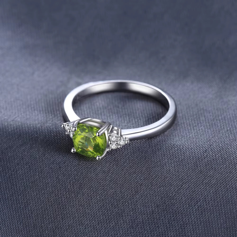 Elegant 1.1Ct Genuine Natural Peridot Solitaire Ring in 925 Sterling Silver - A Perfect Gift for Women