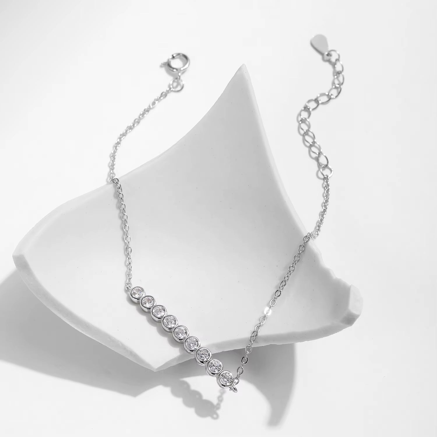 D Color Moissanite & 925 Sterling Silver Elegant Chain Link Bracelet - Luxury Jewelry for Women, Perfect Wedding Gift