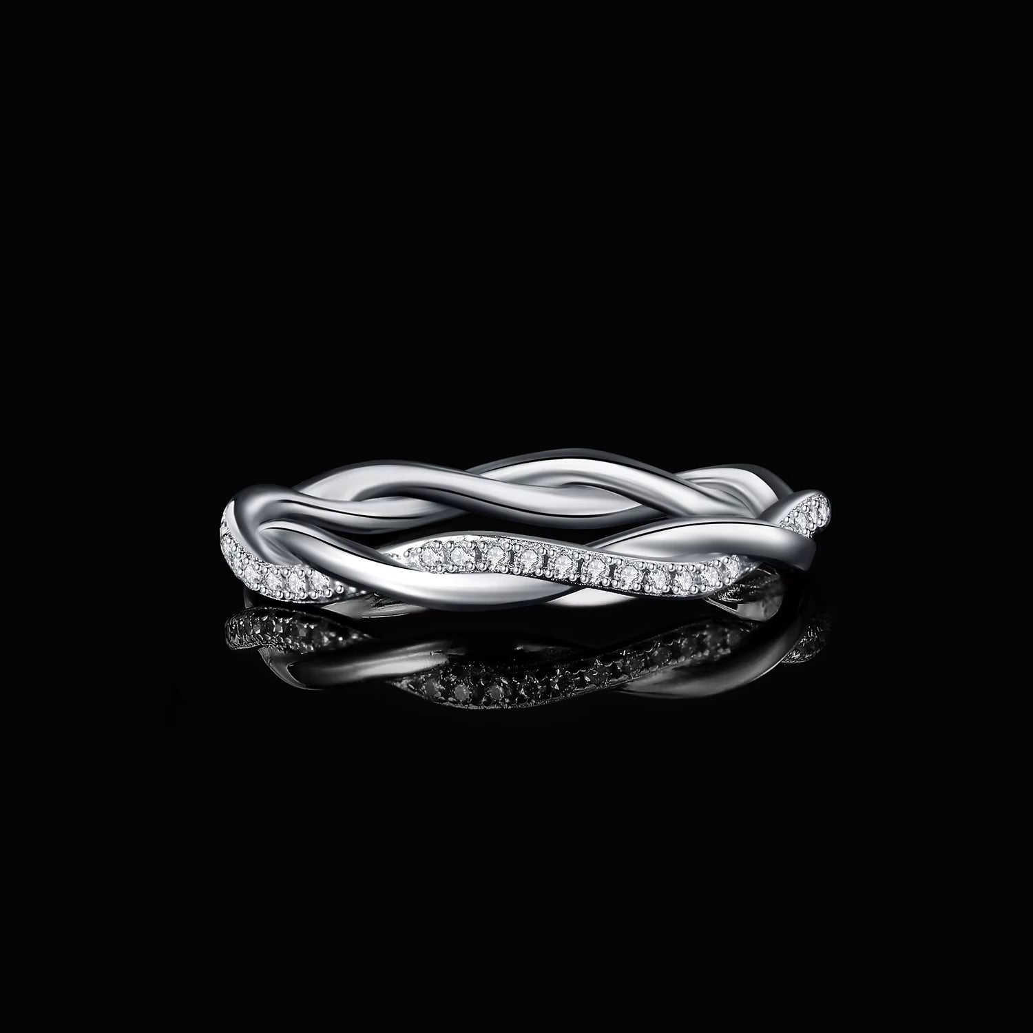 Exquisite Moissanite D Color Love Rope Infinity 925 Sterling Silver Stackable Band Ring - A Timeless Treasure for Women