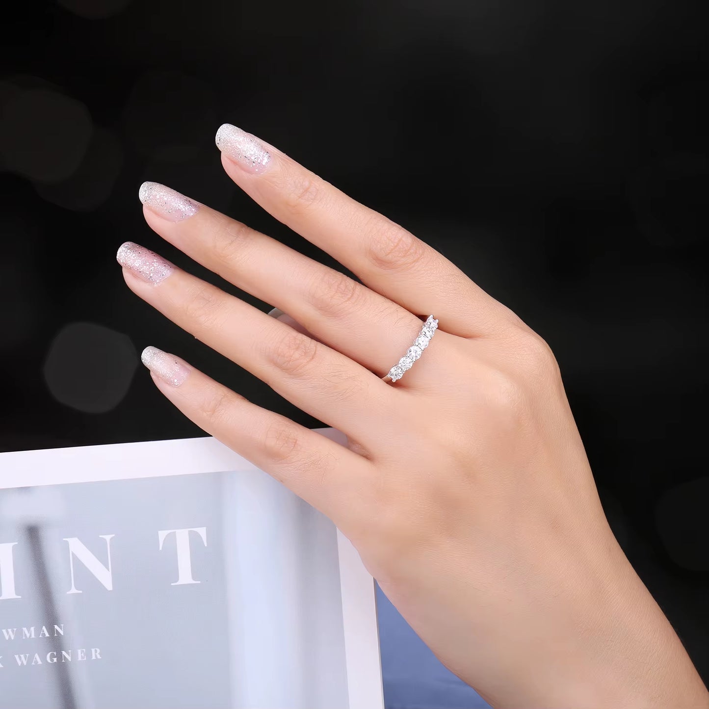 Elegantly Crafted 5A CZ Half Eternity Engagement Band Ring in 925 Sterling Silver for Women - A Timeless Wedding Jewelry Piece