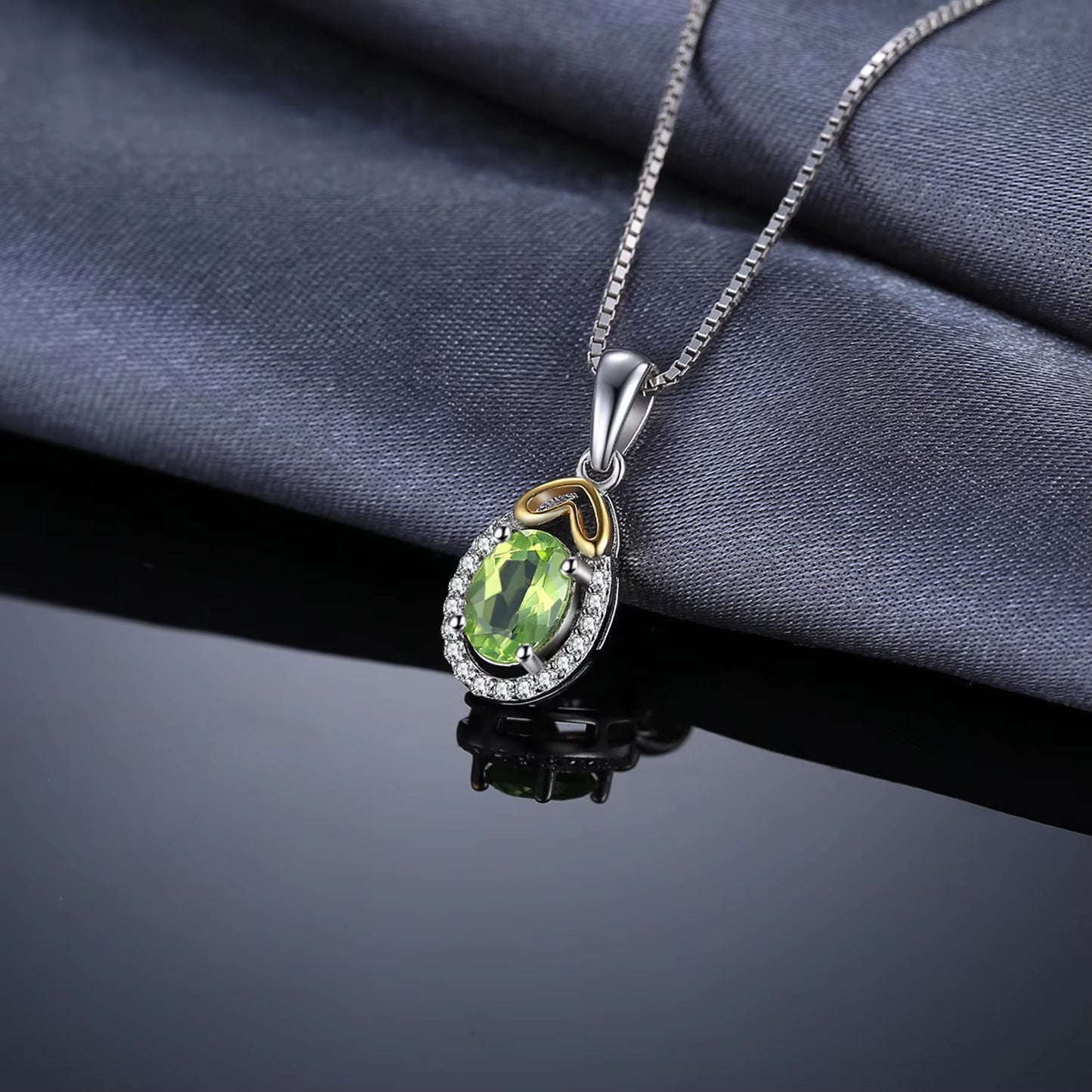 Elegant Oval Cut Genuine Natural Green Peridot Pendant Necklace in 925 Sterling Silver - A Timeless Accessory for Women