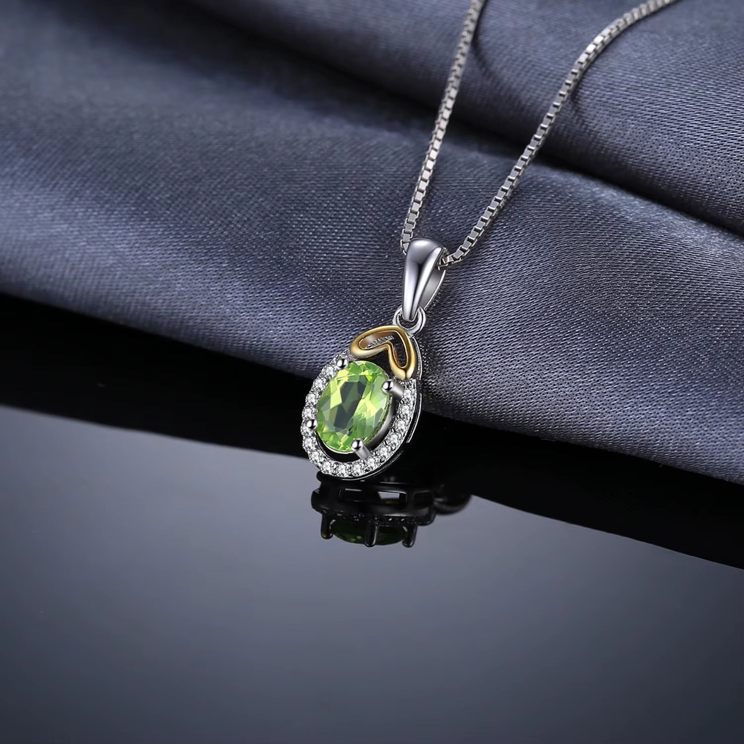 Elegant Oval Cut Genuine Natural Green Peridot Pendant Necklace in 925 Sterling Silver - A Timeless Accessory for Women