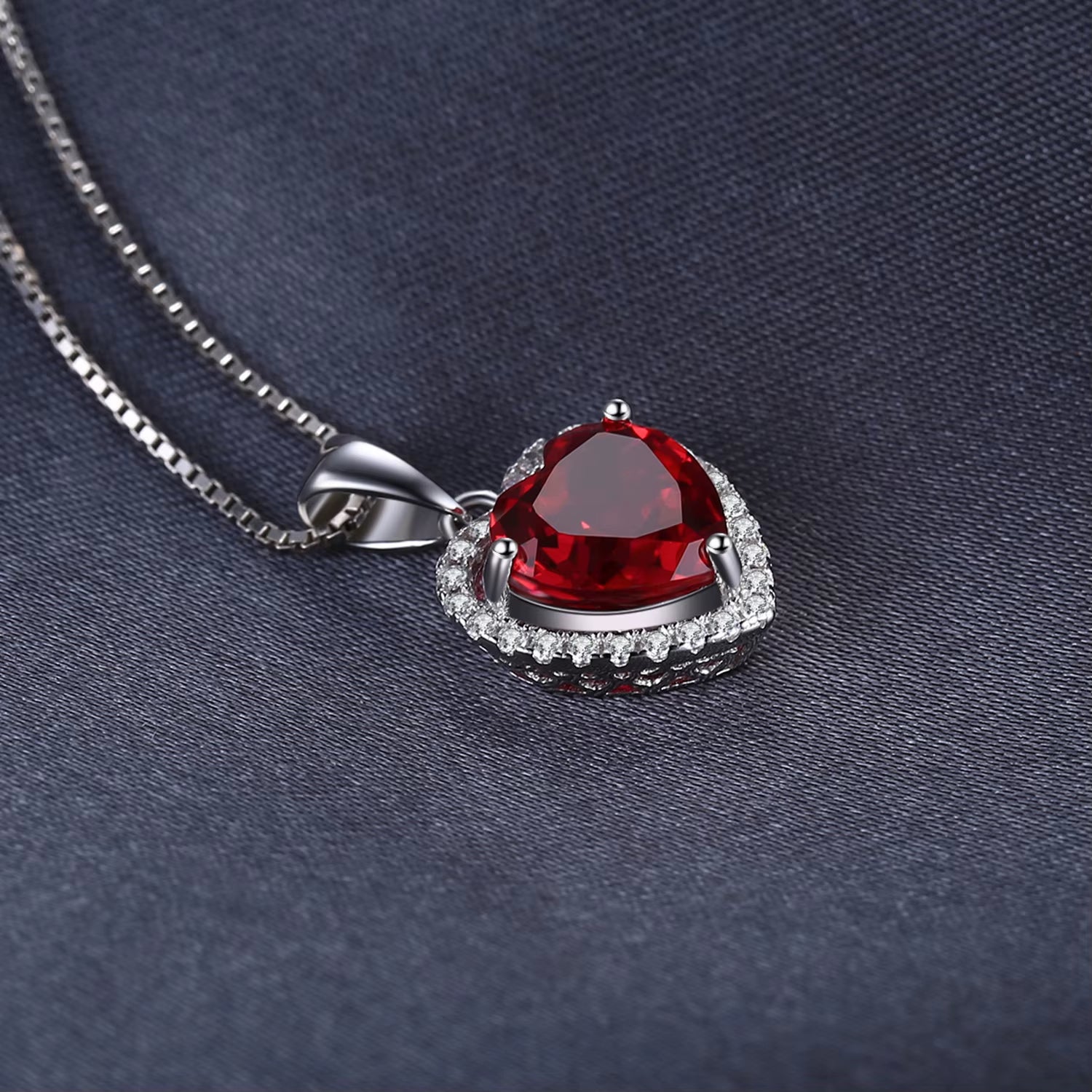 Exquisite Heart Love 3.6Ct Created Ruby Pendant Necklace in 925 Sterling Silver for Women – A Perfect Gift for Any Occasion