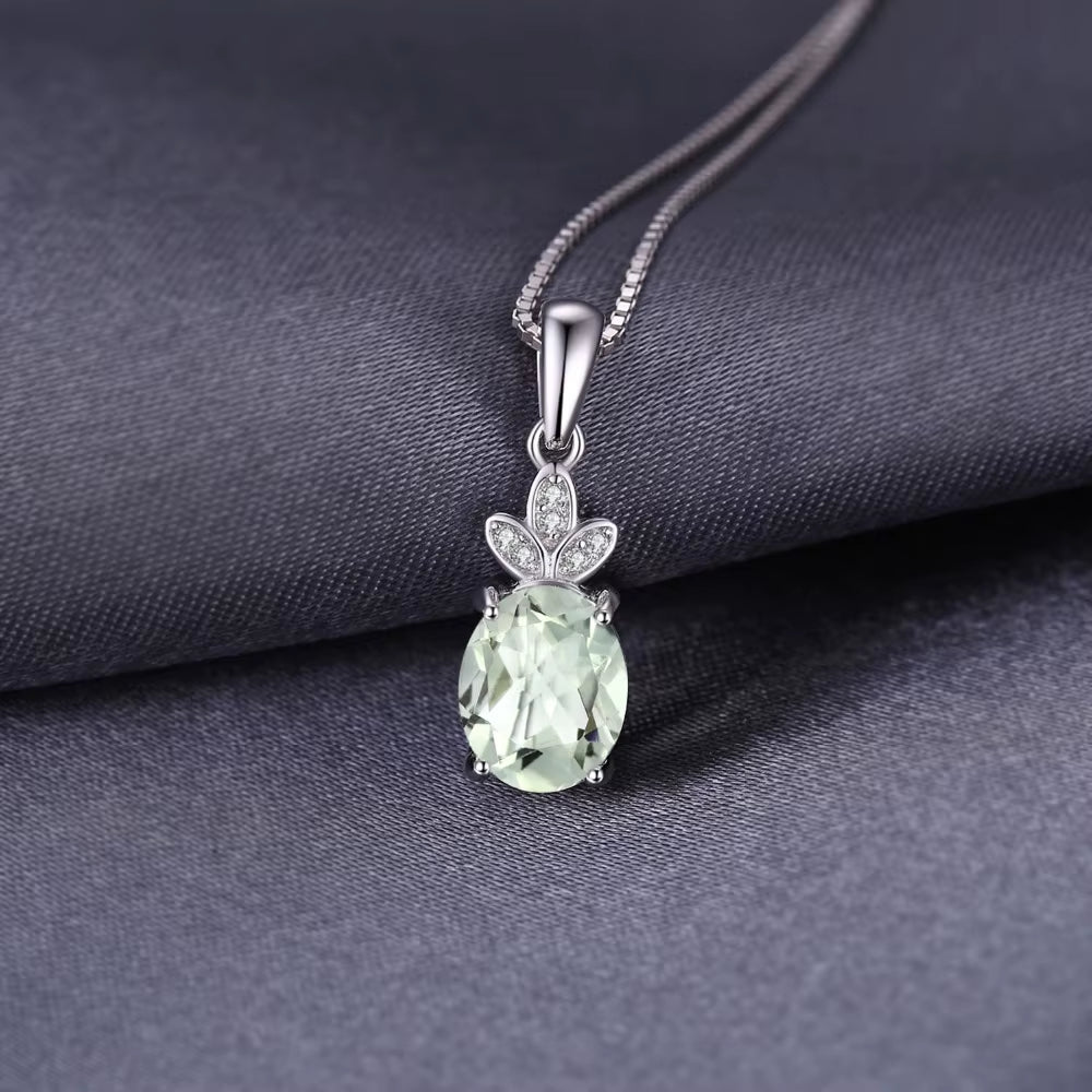 Elegantly Crafted 1.8Ct Genuine Green Amethyst Pendant Necklace in 925 Sterling Silver - Perfect Gift for Women