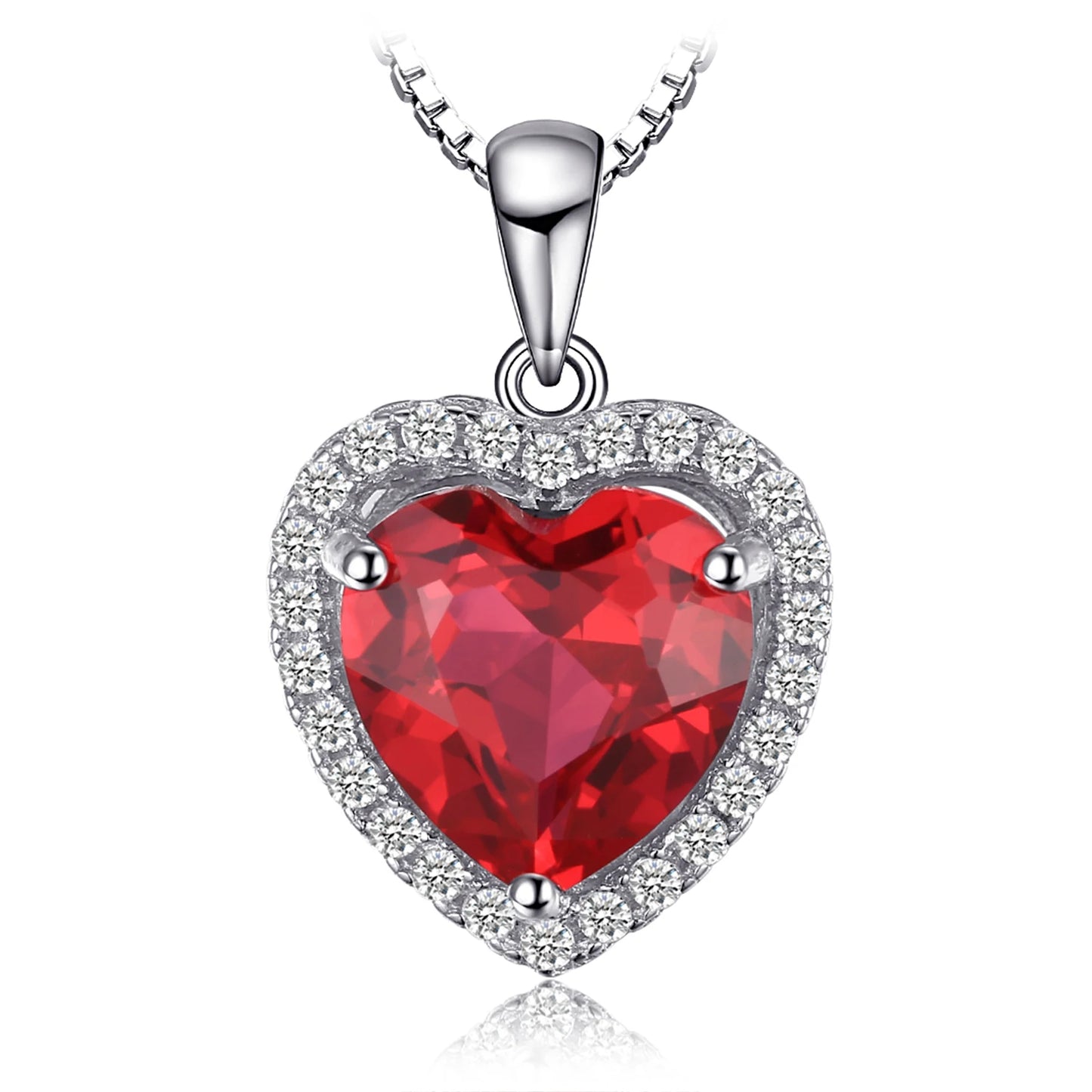 Exquisite Heart Love 3.6Ct Created Ruby Pendant Necklace in 925 Sterling Silver for Women – A Perfect Gift for Any Occasion
