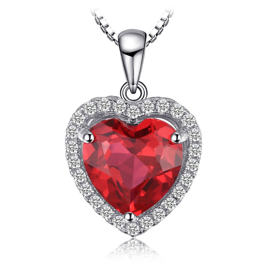 Exquisite Heart Love 3.6Ct Created Ruby Pendant Necklace in 925 Sterling Silver for Women – A Perfect Gift for Any Occasion