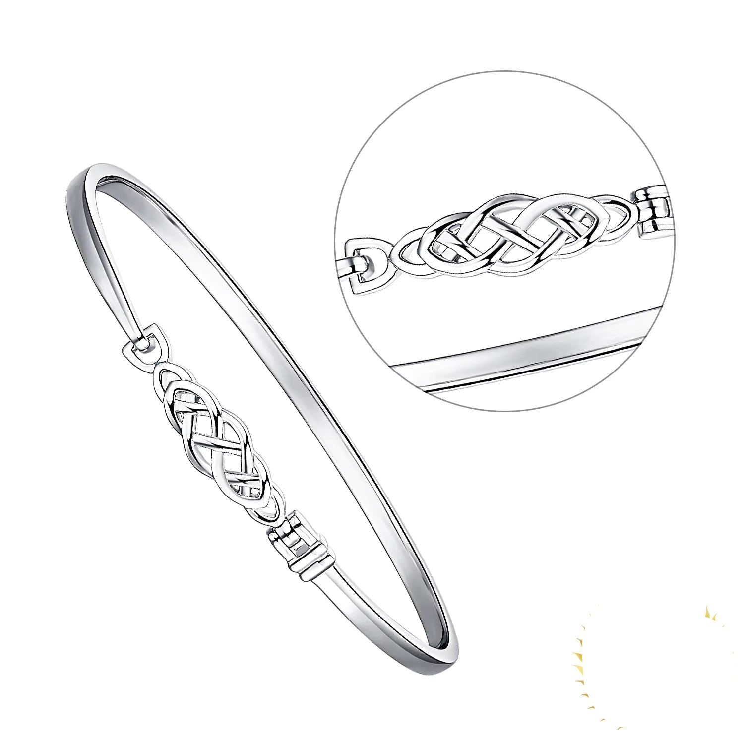 Elegant Irish Celtic Knot 925 Sterling Silver Bangle Bracelet for Women - Vintage Trendy Fine Jewelry