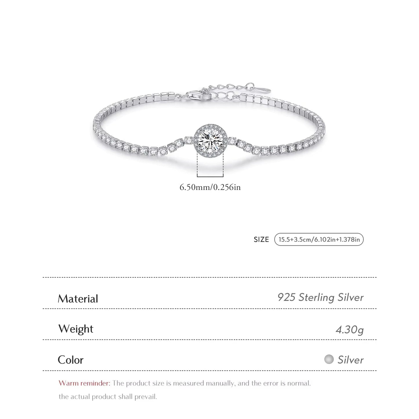 Exquisite 925 Sterling Silver Tennis Bracelet with Sparkling Cubic Zirconia - Perfect Luxury Accessory for Weddings and Engagements
