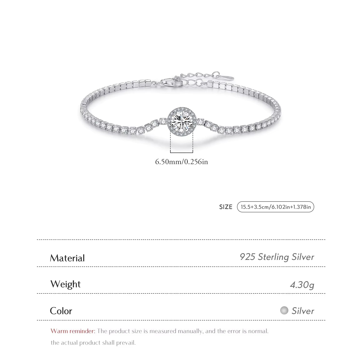 Exquisite 925 Sterling Silver Tennis Bracelet with Sparkling Cubic Zirconia - Perfect Luxury Accessory for Weddings and Engagements