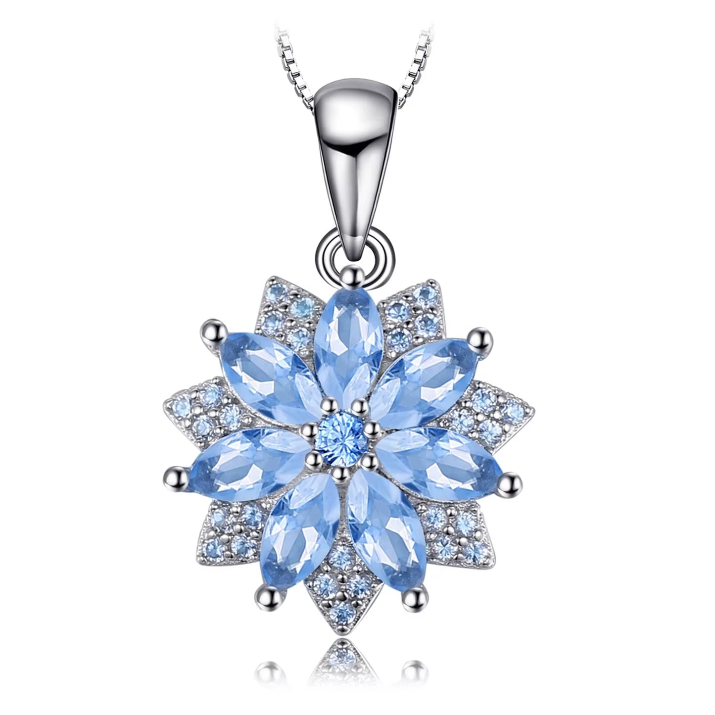 Exquisite Flower Design 1.2Ct Created Light Blue Spinel Pendant Necklace in 925 Sterling Silver - A Perfect Fashion Gift for Women