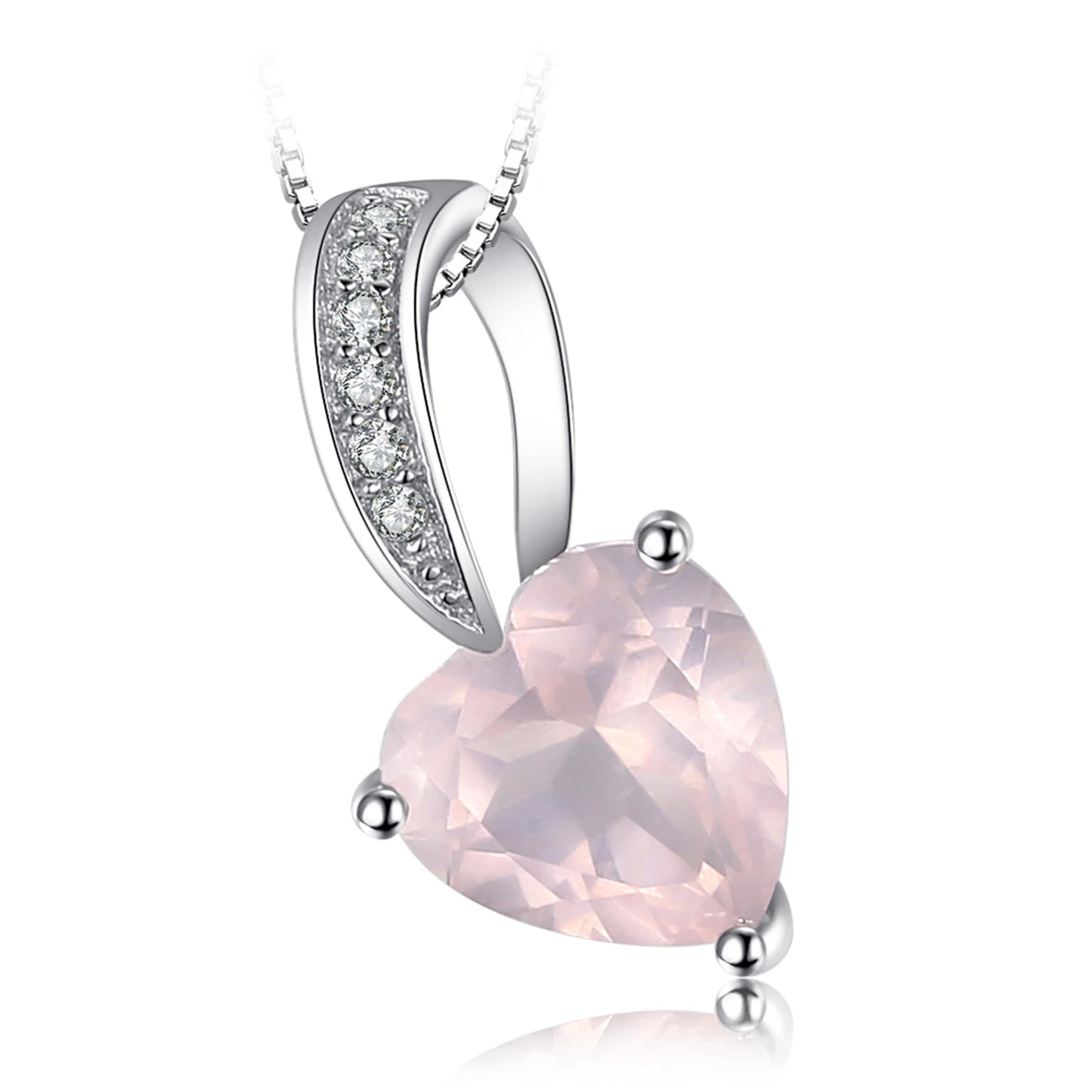 Captivating Heart-Shaped Natural Pink Quartz Pendant Necklace in 925 Sterling Silver for Women - Chain Not Included
