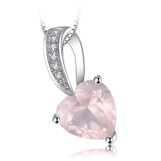 Captivating Heart-Shaped Natural Pink Quartz Pendant Necklace in 925 Sterling Silver for Women - Chain Not Included