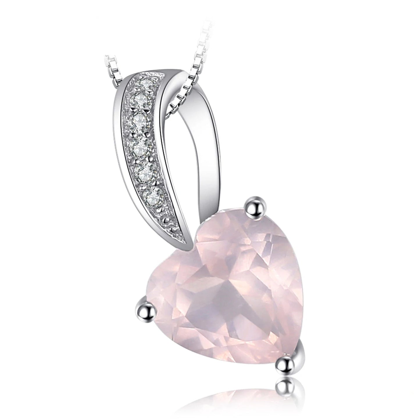 Captivating Heart-Shaped Natural Pink Quartz Pendant Necklace in 925 Sterling Silver for Women - Chain Not Included1