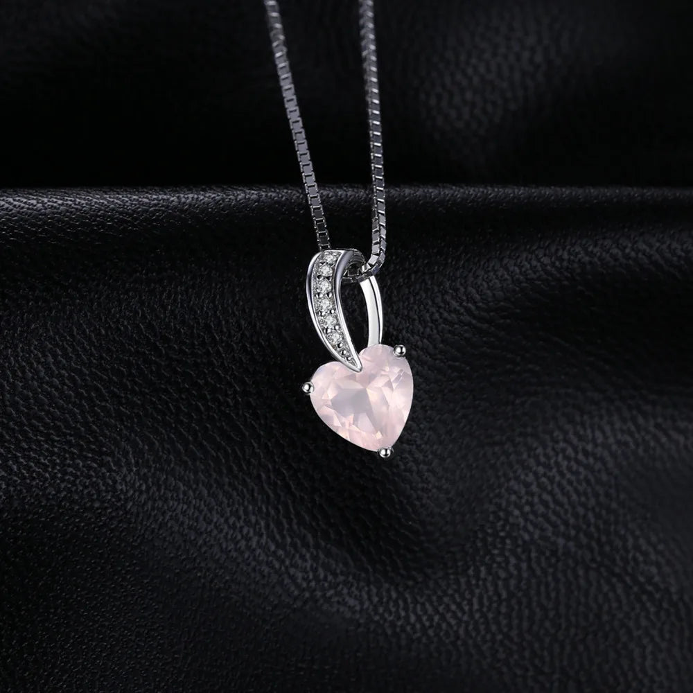 Captivating Heart-Shaped Natural Pink Quartz Pendant Necklace in 925 Sterling Silver for Women - Chain Not Included2