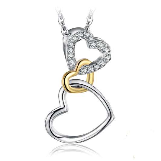 Exquisite Heart Love Knot 925 Sterling Silver Pendant Necklace with Cubic Zirconia - A Timeless Gift for Her
