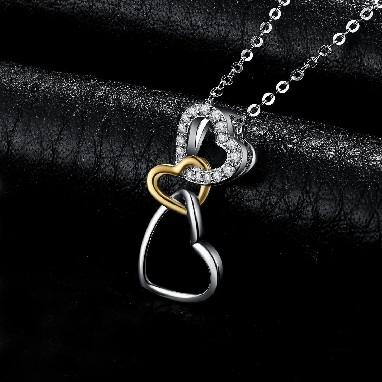 Exquisite Heart Love Knot 925 Sterling Silver Pendant Necklace with Cubic Zirconia - A Timeless Gift for Her1