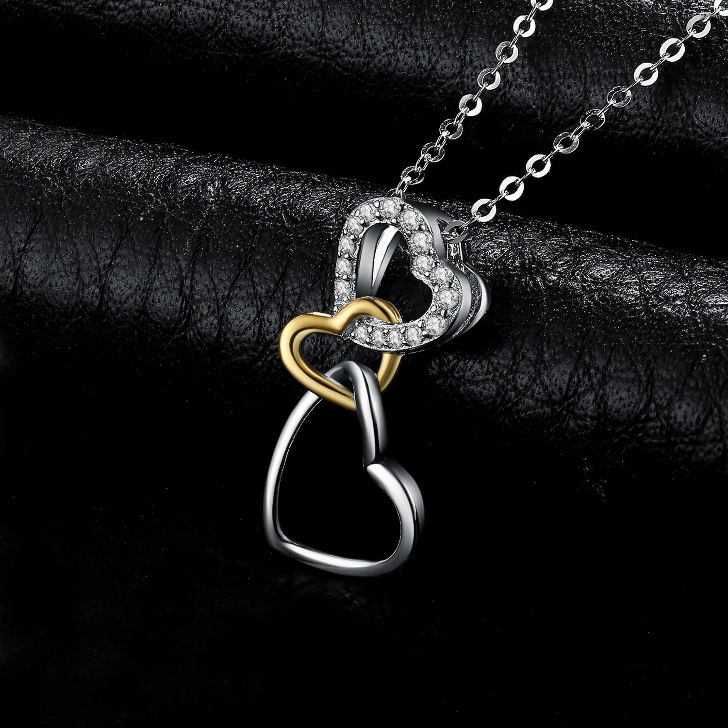 Exquisite Heart Love Knot 925 Sterling Silver Pendant Necklace with Cubic Zirconia - A Timeless Gift for Her1