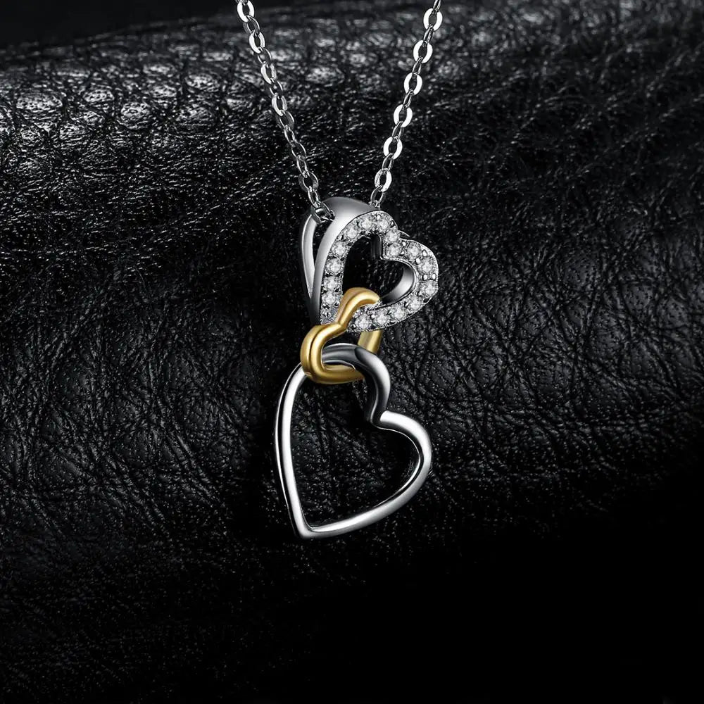 Exquisite Heart Love Knot 925 Sterling Silver Pendant Necklace with Cubic Zirconia - A Timeless Gift for Her2