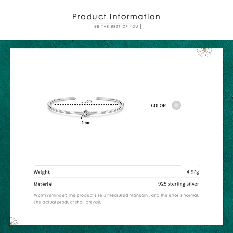 Exquisite 100% Real 925 Sterling Silver Round Clear Ten Heart CZ Open Bracelet - Adjustable Bangle for Women - A Luxurious Gift for Special Occasions