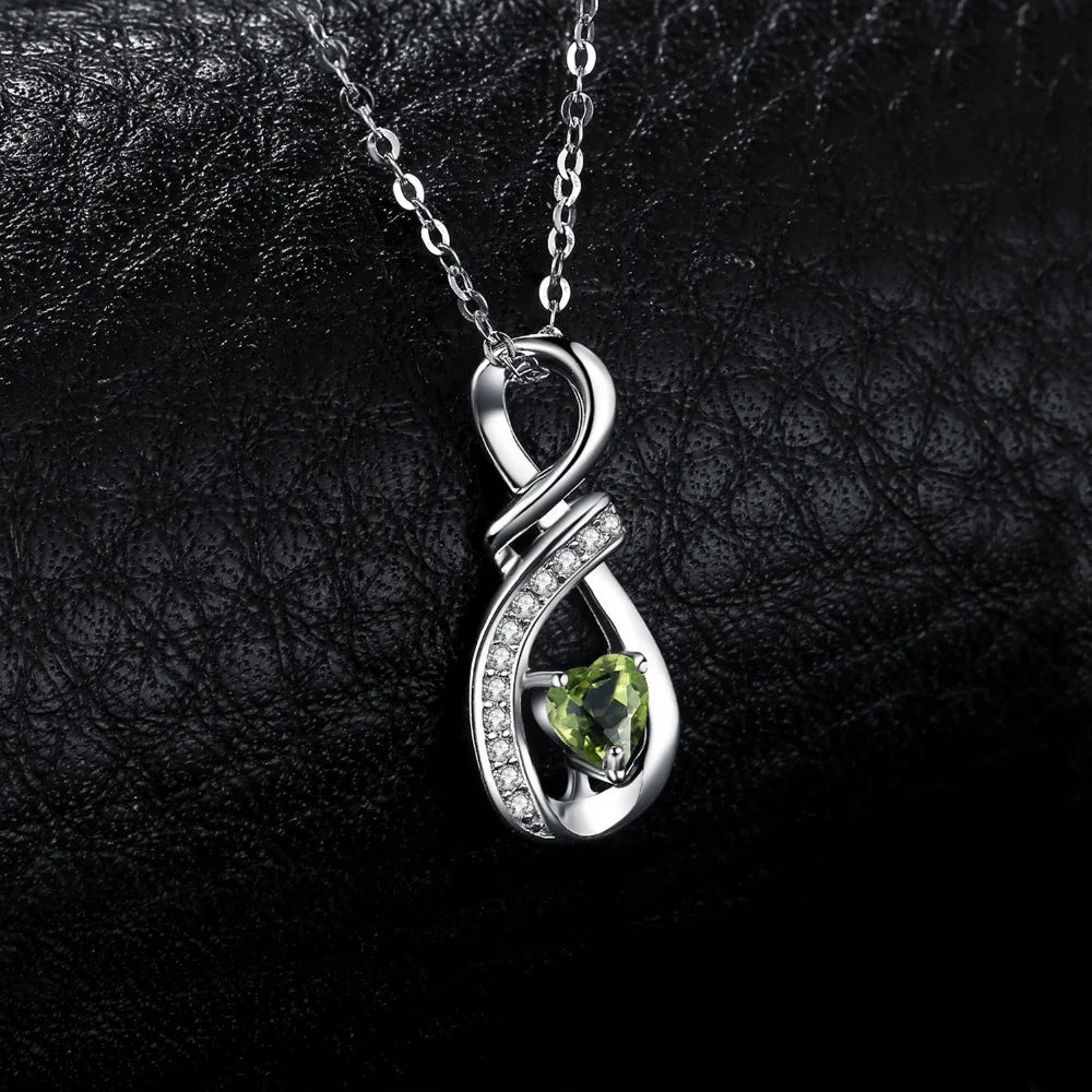 Stunning Infinity Love Genuine Peridot Pendant Necklace in 925 Sterling Silver for Women - Perfect Gift for Any Occasion