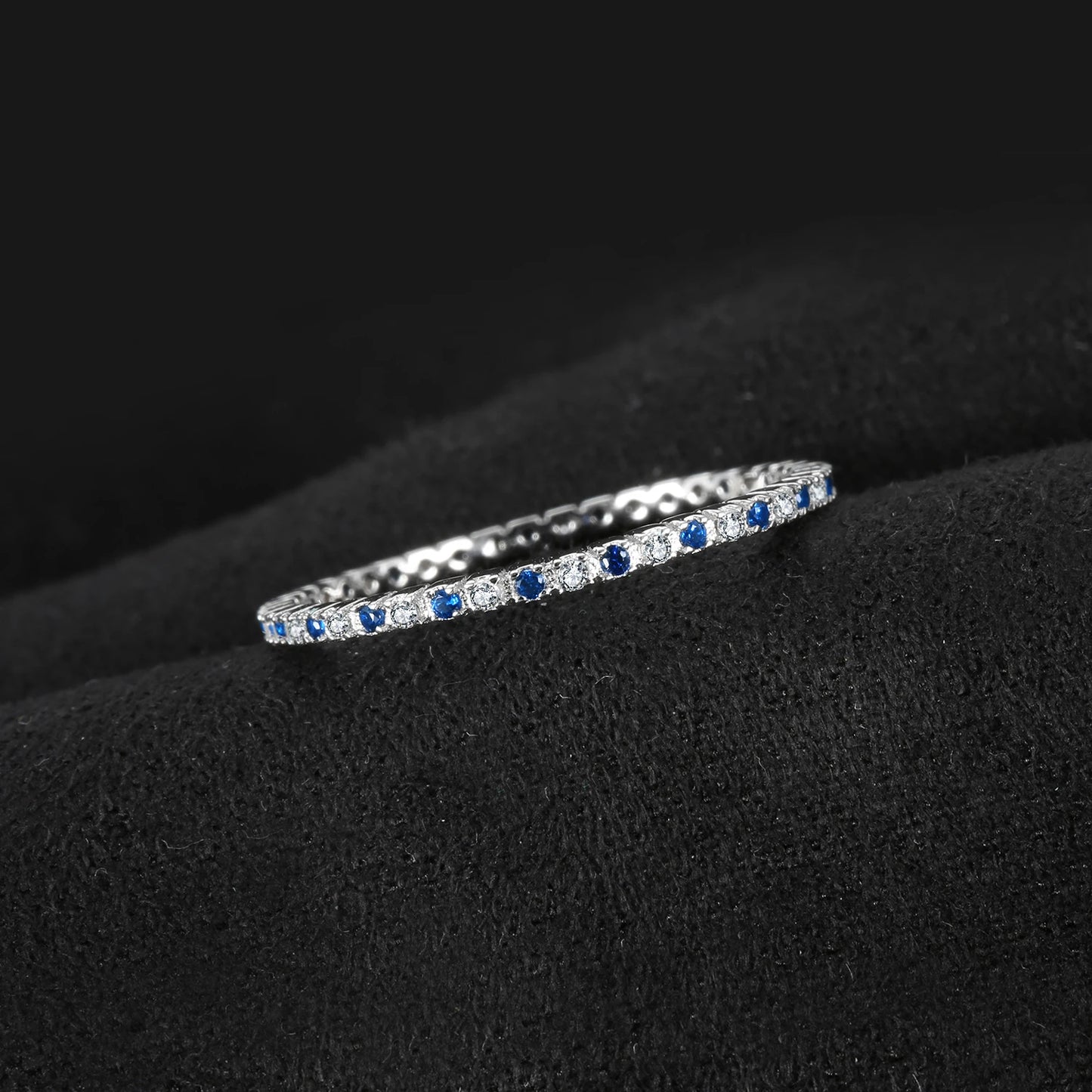 Elegant Created Blue Spinel 925 Sterling Silver Wedding Band Ring for Women - Perfect Engagement, Party, and Gift Jewelry