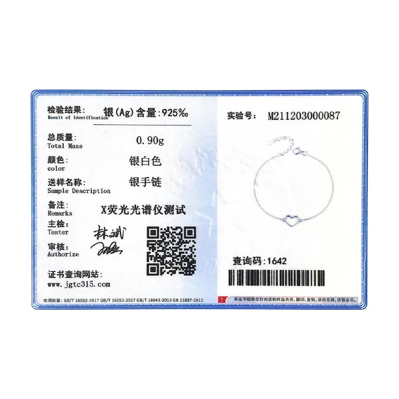 Delicate Heart-Shaped 925 Sterling Silver Bracelet for Women - A Charming Gift for Any Occasion