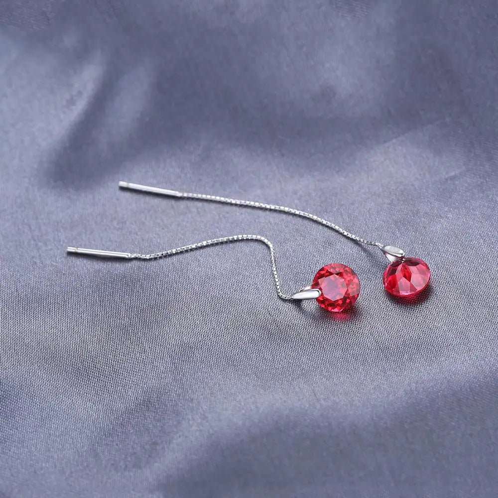 Exquisite 5.5Ct Created Ruby Drop Earrings in S925 Sterling Silver - The Perfect Gift for Sophisticated Women