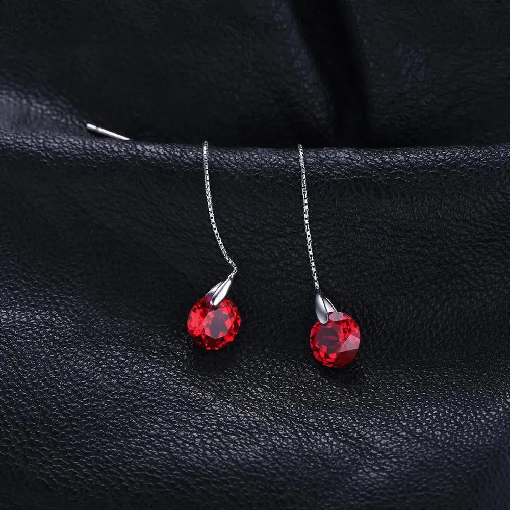 Exquisite 5.5Ct Created Ruby Drop Earrings in S925 Sterling Silver - The Perfect Gift for Sophisticated Women