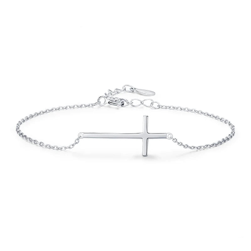 Exquisite 100% 925 Sterling Silver Adjustable Cross Bracelet - A Timeless Accessory for Women