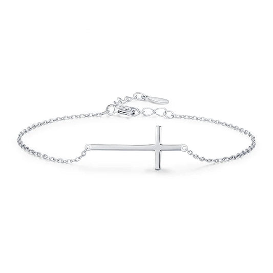 Exquisite 100% 925 Sterling Silver Adjustable Cross Bracelet - A Timeless Accessory for Women