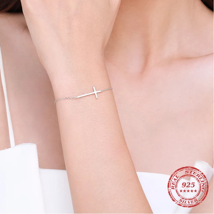 Exquisite 100% 925 Sterling Silver Adjustable Cross Bracelet - A Timeless Accessory for Women