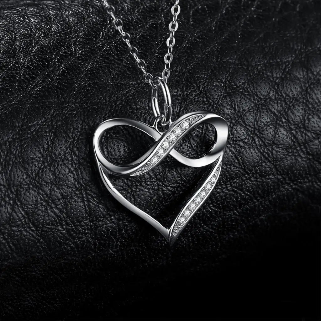 Elegant Infinity Love Knot Heart Pendant Necklace in 925 Sterling Silver - A Timeless Gift for Women and Girls