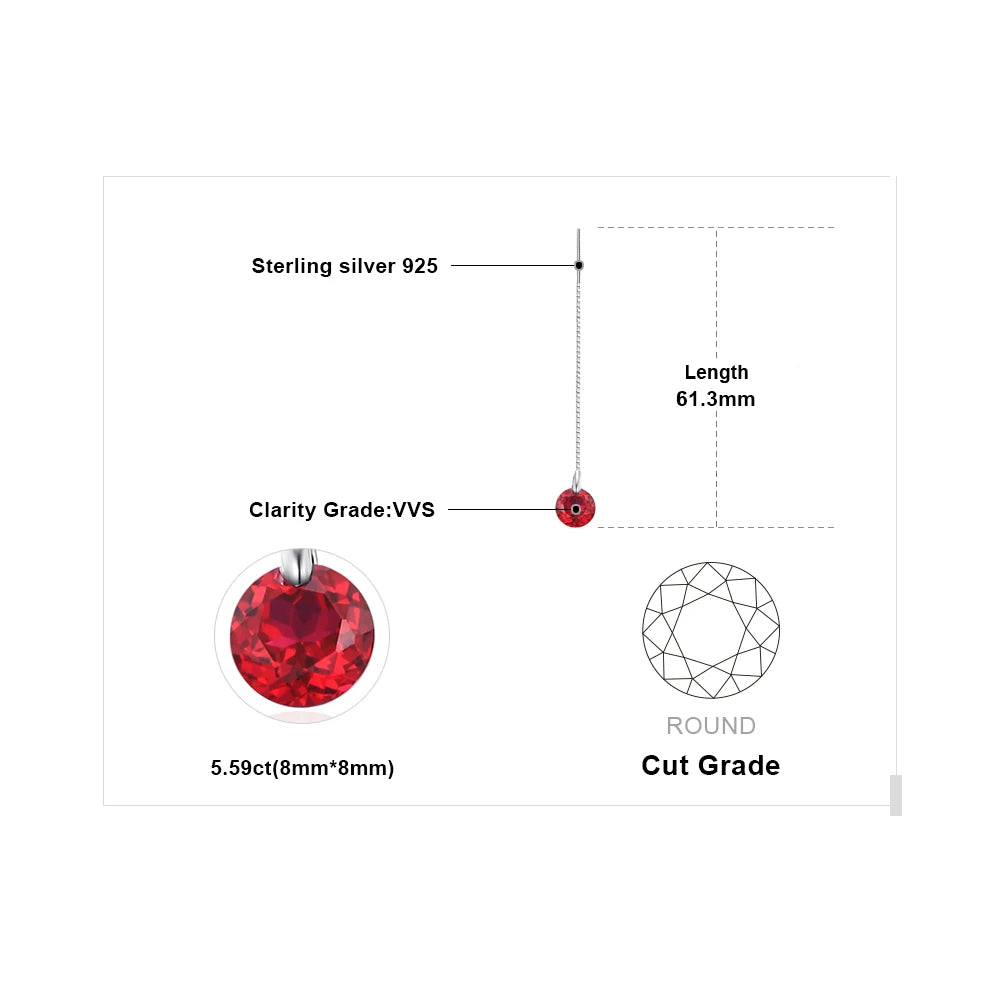 Exquisite 5.5Ct Created Ruby Drop Earrings in S925 Sterling Silver - The Perfect Gift for Sophisticated Women