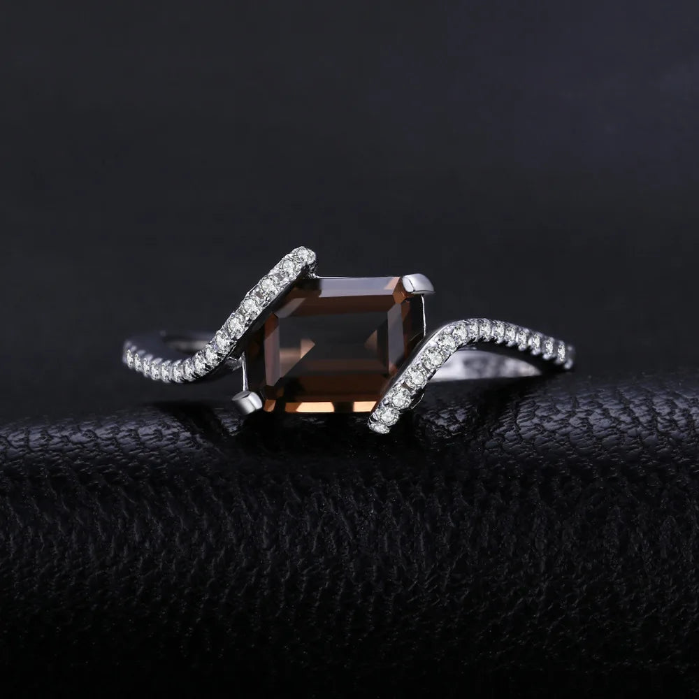 Elegant 1.7Ct Emerald Cut Smoky Quartz Ring in 925 Sterling Silver - Perfect for Weddings, Engagements, and Everyday Wear