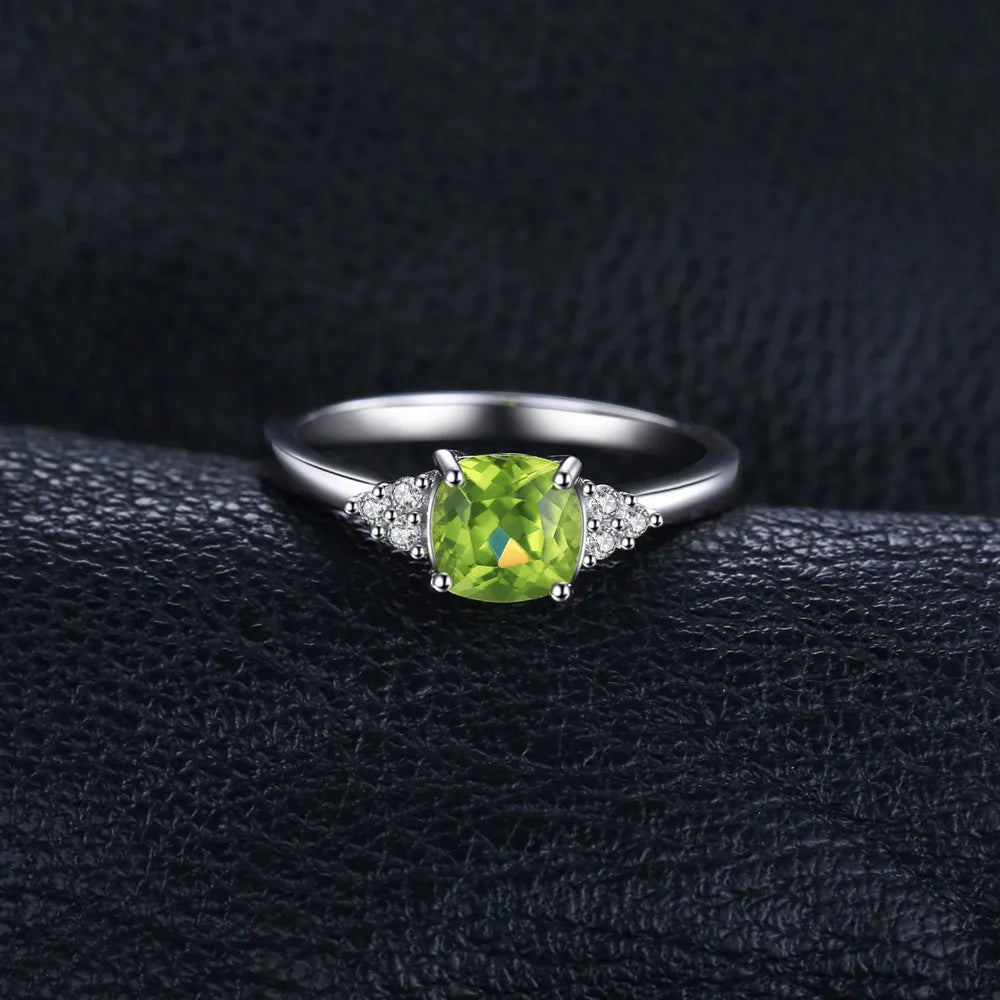1.1Ct Genuine Natural Peridot Solitaire Ring in 925 Sterling Silver - Elegant Fashion Jewelry Perfect for Weddings and Special Occasions