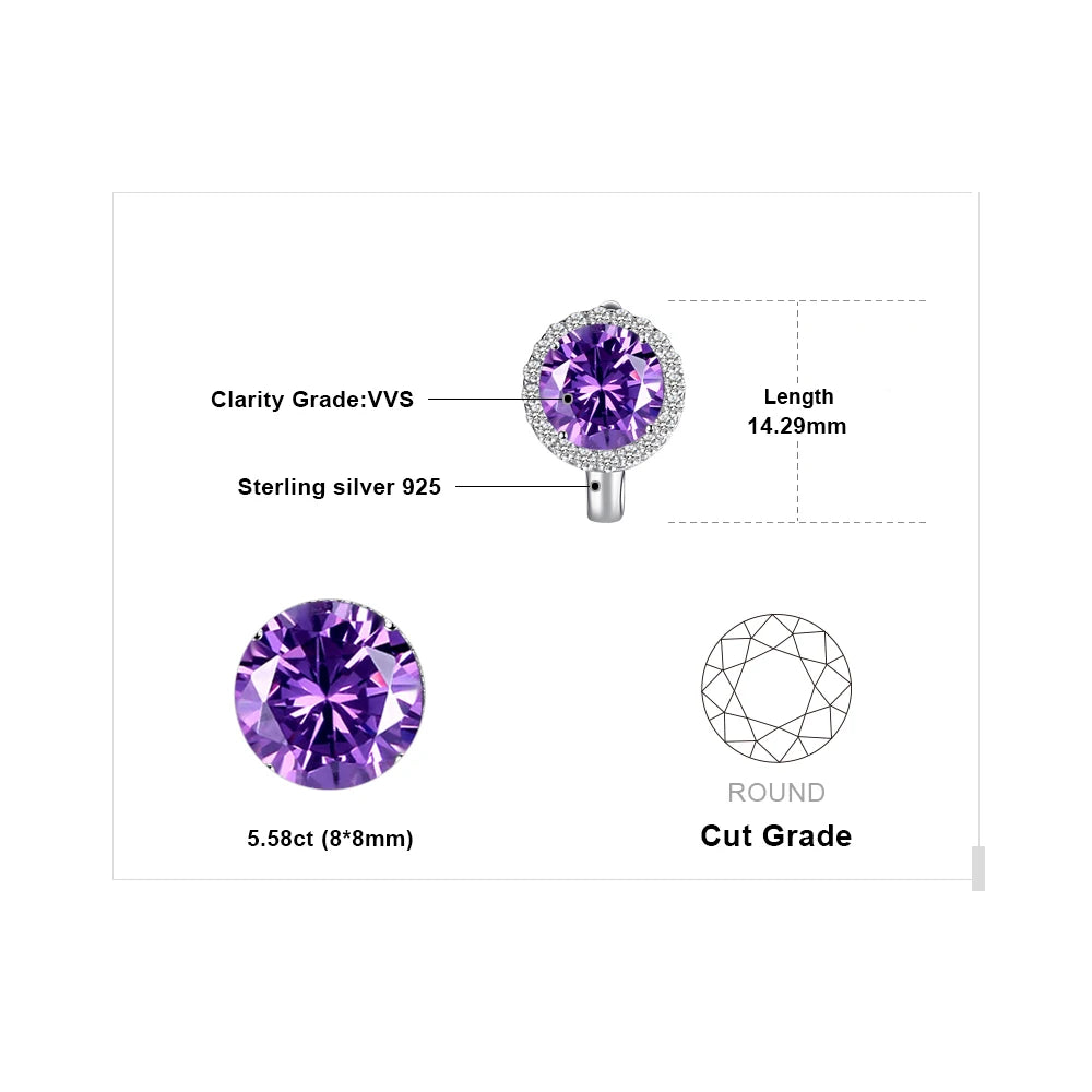 Elegant 5.6Ct Round Created Alexandrite Sapphire Hoop Earrings in Solid 925 Sterling Silver for Women - Exquisite Fine Jewelry